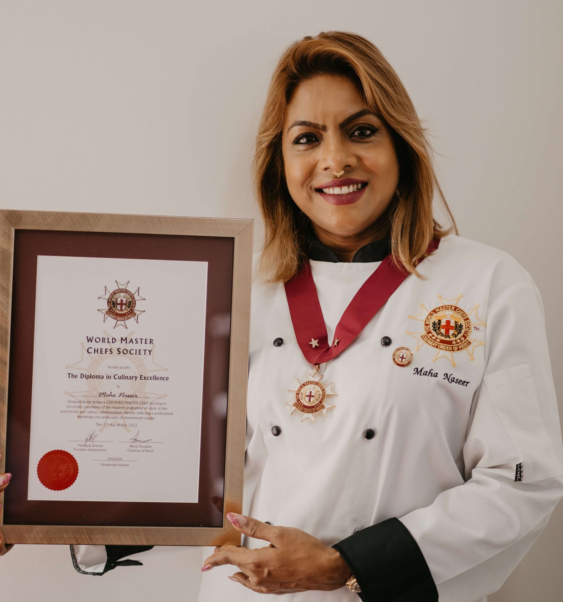 Chef Maha Naseer at Oaga Resorts gets awarded the title of Master Chef